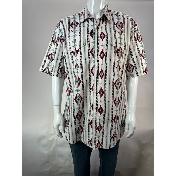 Panhandle Slim Mens Aztec Print Short Sleeve Shirt XL Cotton - Picture 16 of 16